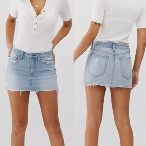 mini mid rise denim skirt